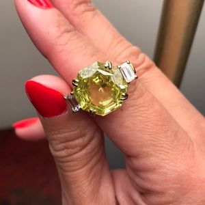 Cocktail Ring Peridot White Topaz Sz 7